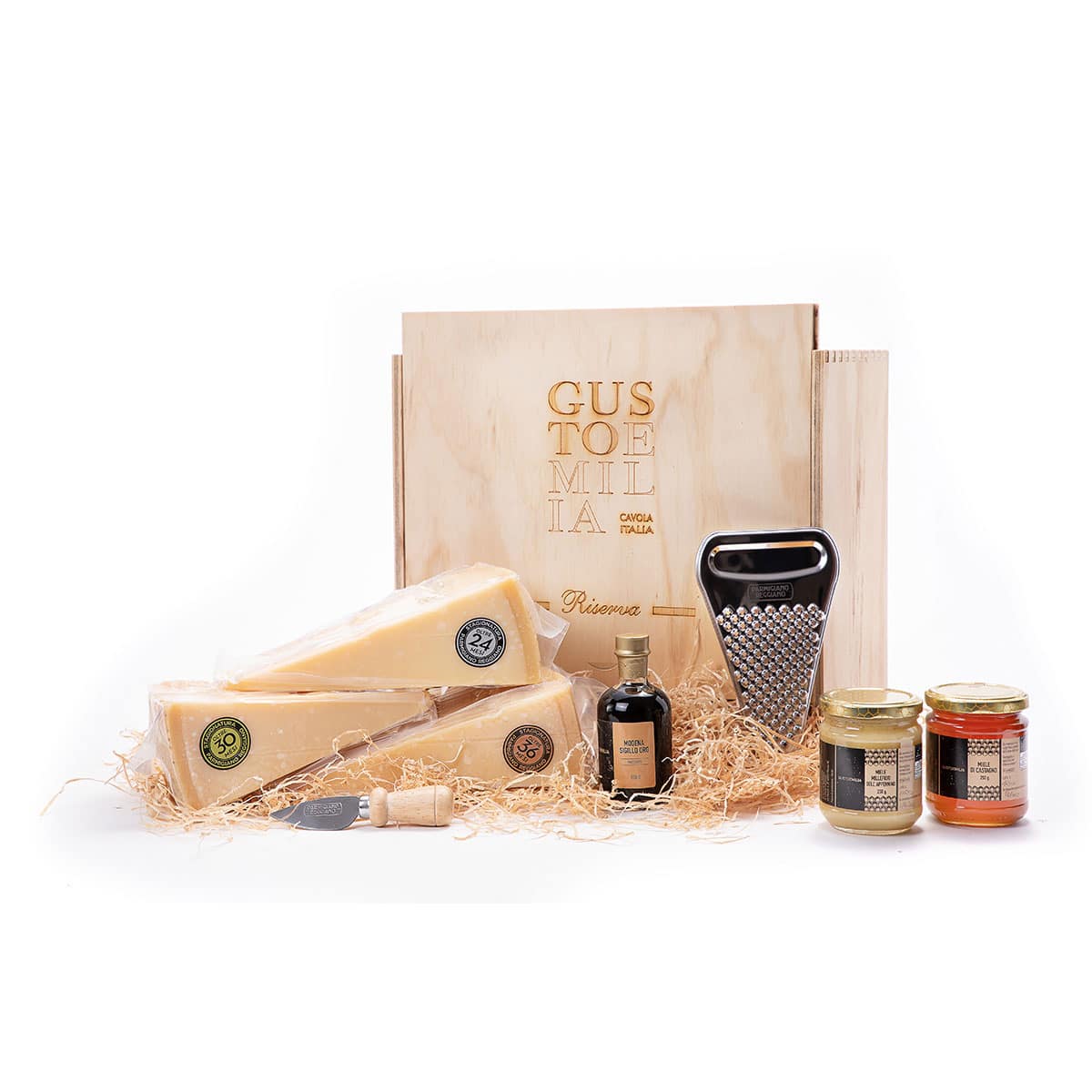 BOX VERNENGO – PARMIGIANO REGGIANO DI MONTAGNA, MIELE E ACETO BALSAMICO