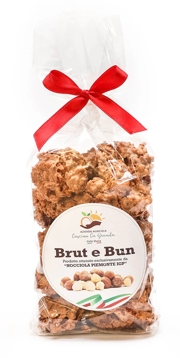 Brut e Bun, brutti ma buoni, eccezionale biscotto con la granella di nocciole, prodotto di eccellenza, made in Italy.