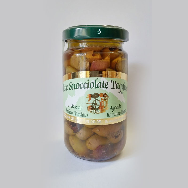 Olive taggiasche snocciolate sott’olio 180 gr