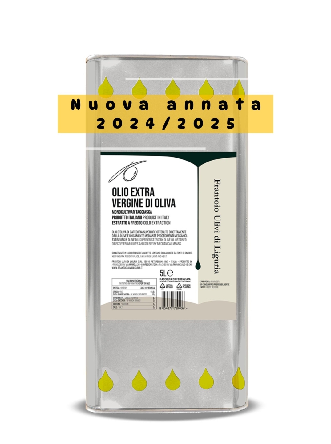 Olio EVO Monocultivar Taggiasca 5L 2024/2025