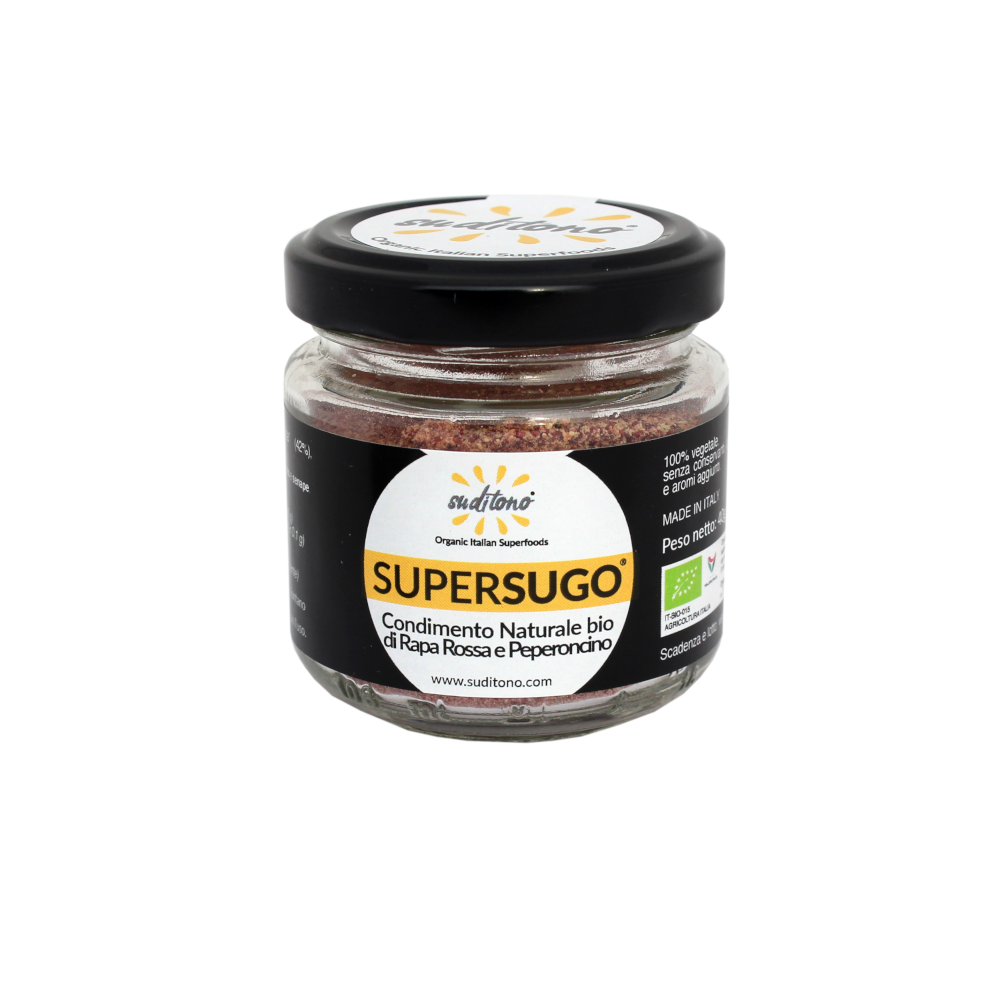SUPERSUGO RAPA ROSSA e PEPERONCINO. Condimento naturale bio di verdure deidratate